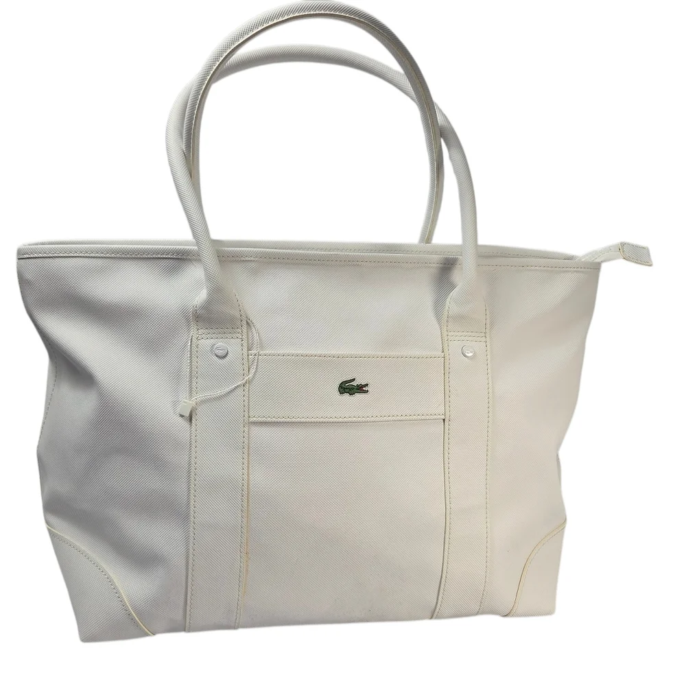 Lacoste Cream White Tote Bag Croc Logo